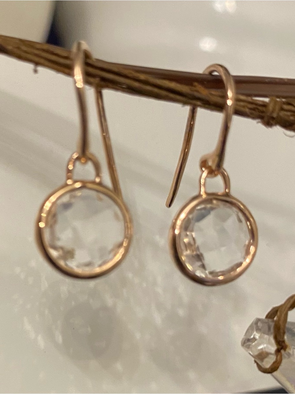 MONICA VINADER Rose Gold Clear Crystal Drop Earrings